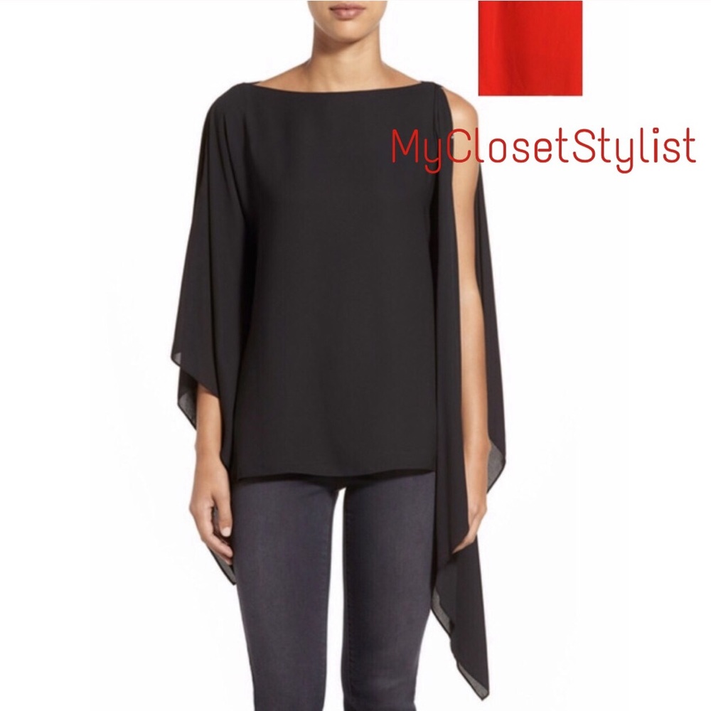NWT! Vince Camuto RED HOT Cape Top! Long Sleeves Poncho OS - Picture 2 of 8